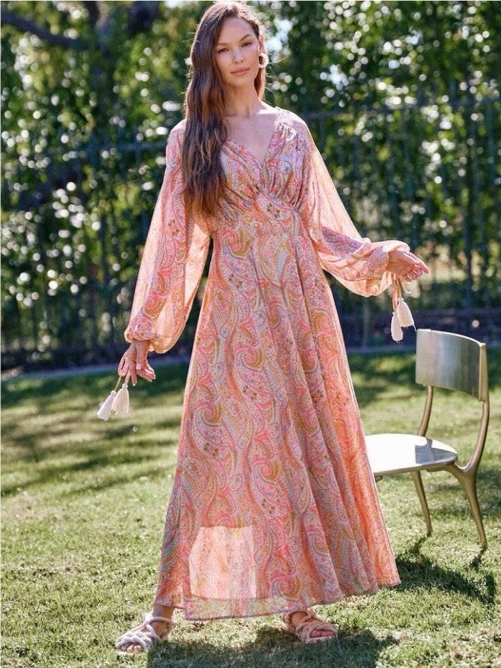 Paisley Wrap Maxi Dress in Pink